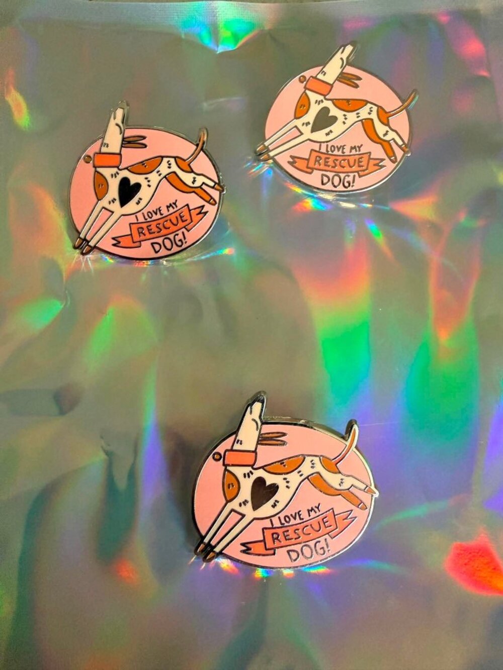 I Love My Rescue Dog Enamel Pin Greyhound Whippet Italian Greyhound Brooch